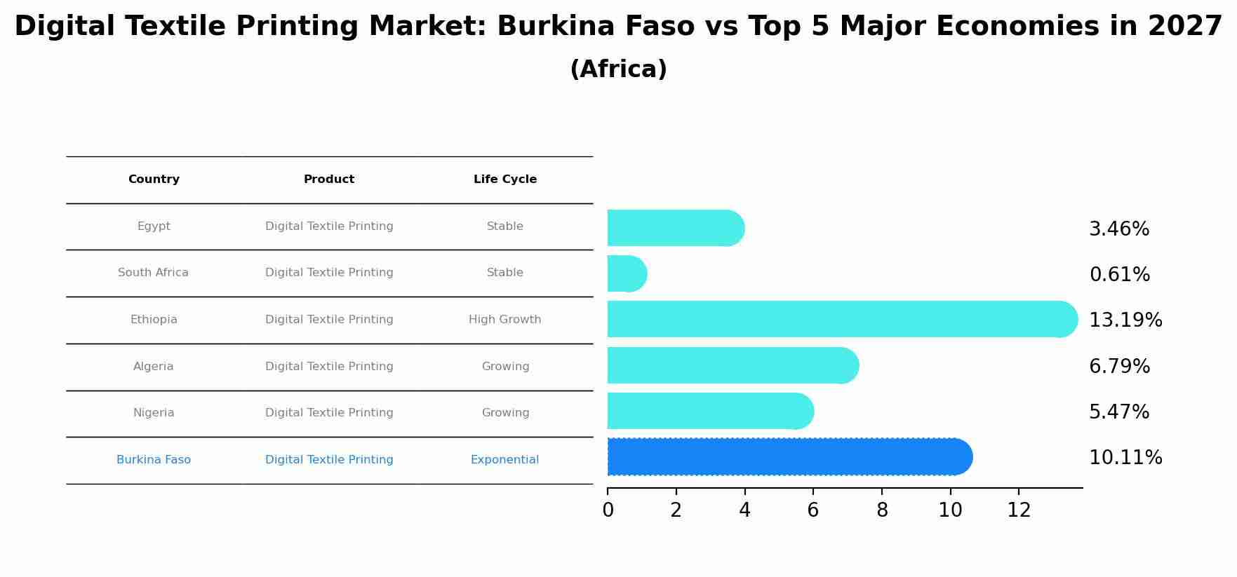 Digital Textile Printing Market: Burkina Faso vs Top 5 Major Economies in 2027 (Africa)